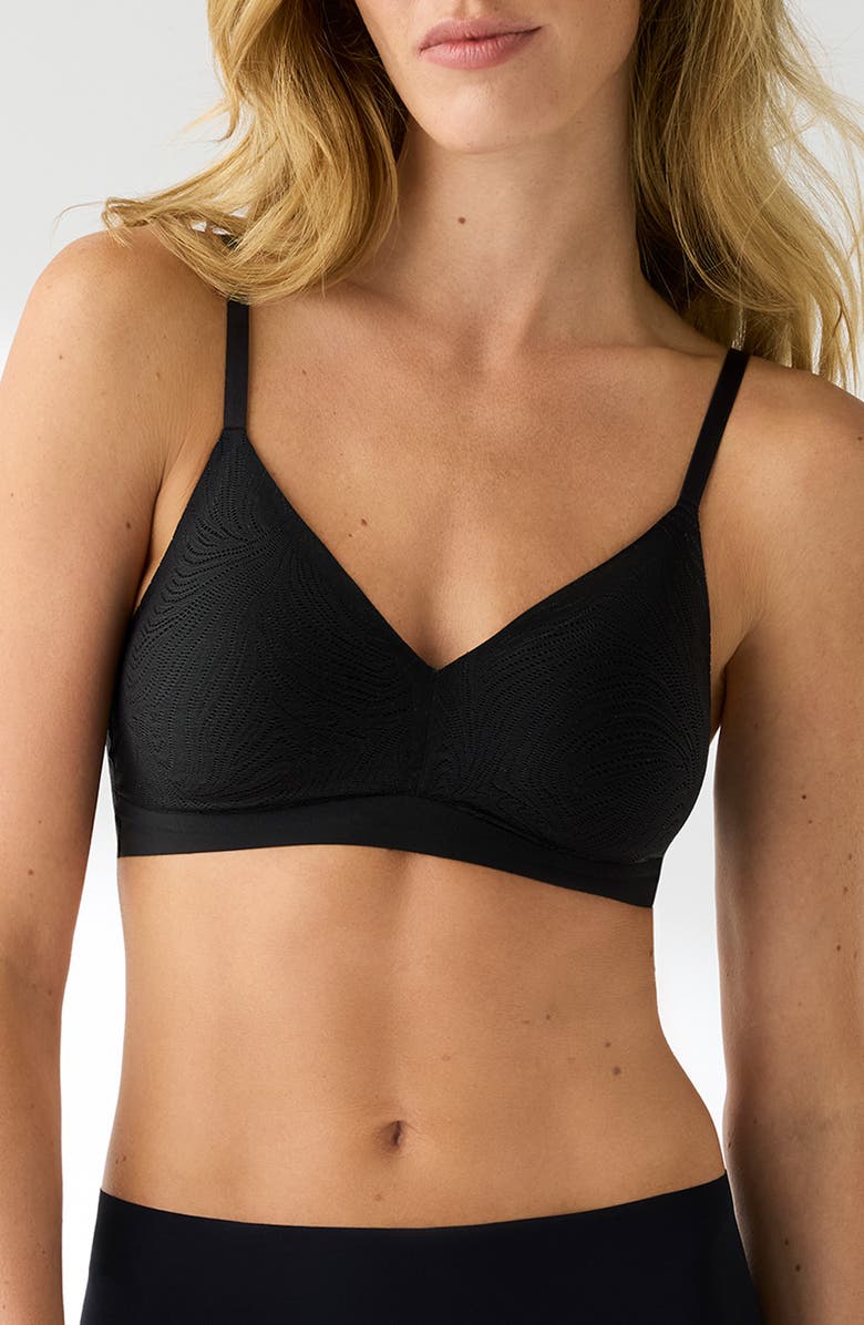 True & Co Lace Triangle Bralette, Main, color, Black