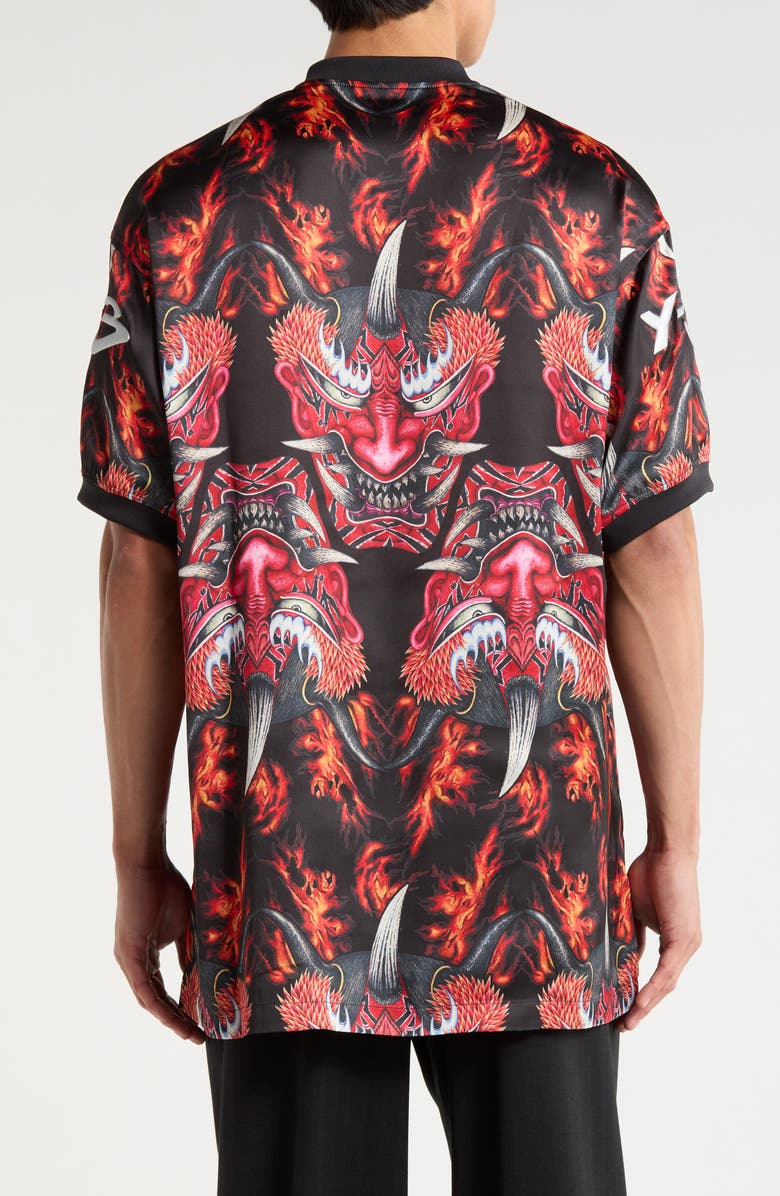Y-3 Satin Yaksha Graphic Jersey Polo, Alternate, color, Red Multi