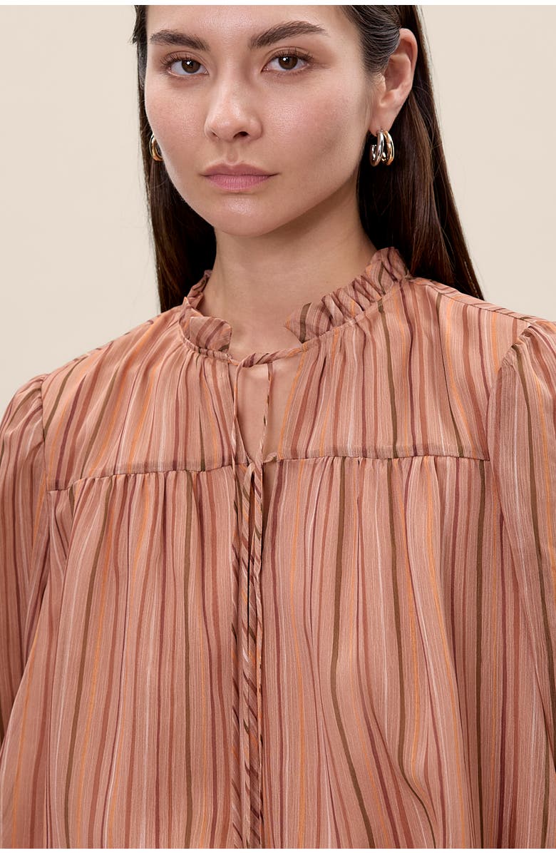 Rebecca Taylor Celeste Stripe Blouse, Alternate, color, Persimmon Stripe Multi