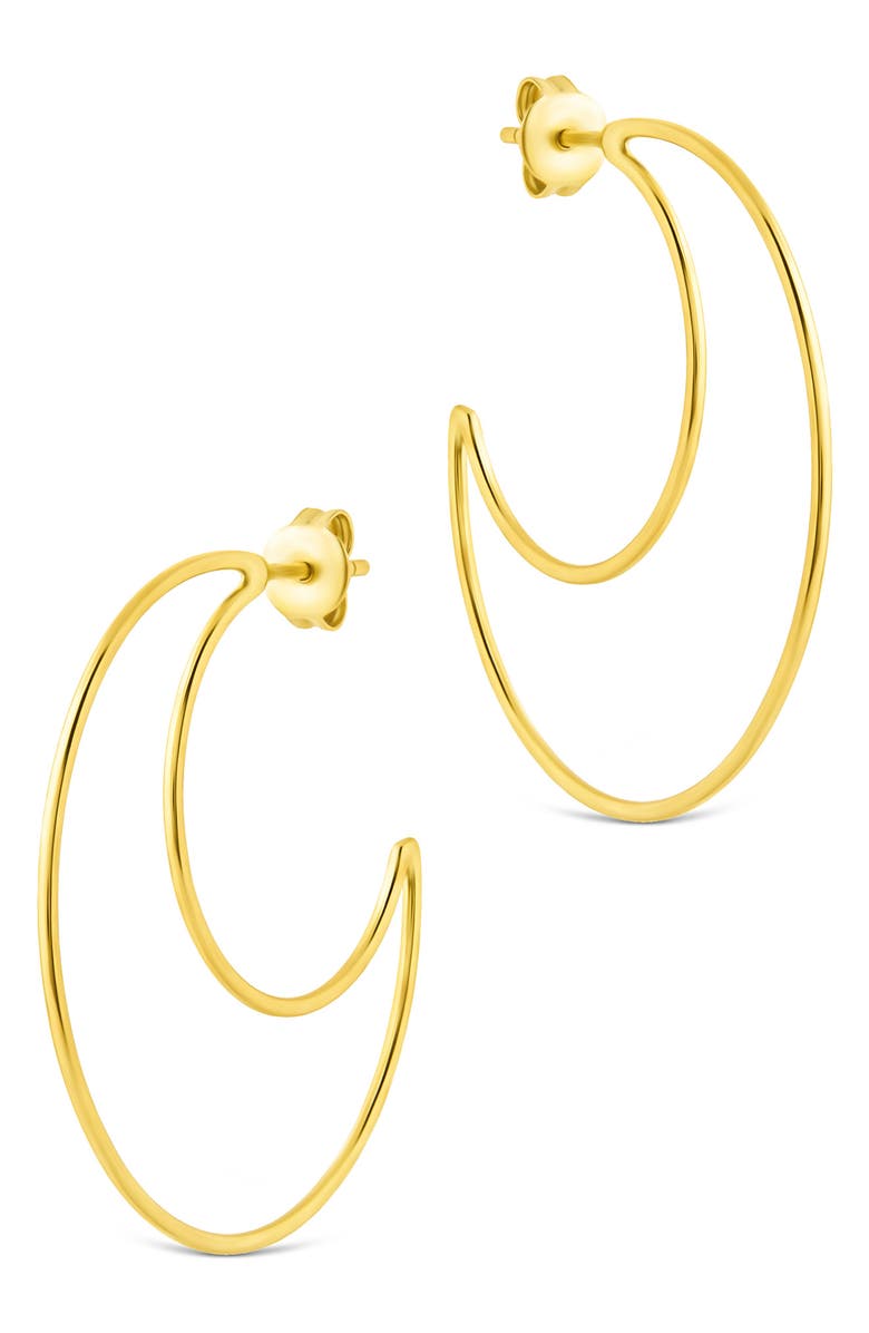 Sterling Forever Laura Crescent Hoop Earrings, Alternate, color, Gold