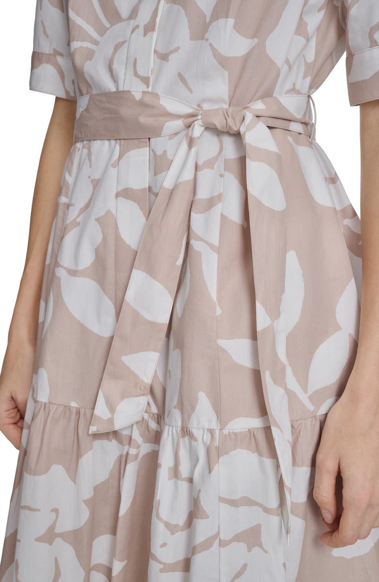 Calvin Klein Short Sleeve Cotton Shirtdress, Alternate, color, Khaki/ Cream