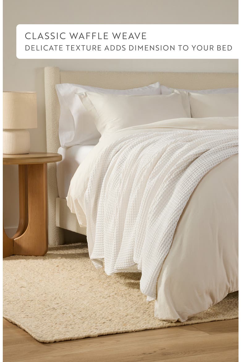 Waffle Weave Cotton Blanket, Alternate, color, WHITE