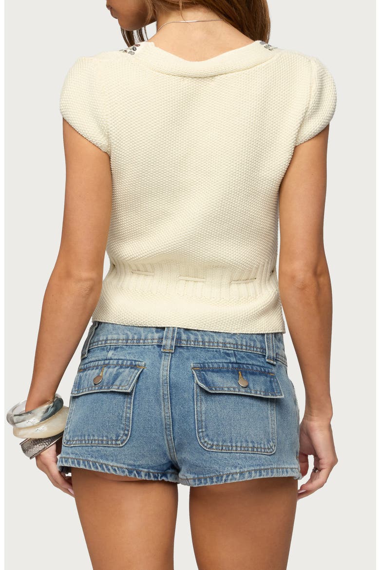 Cate Sequin Tie Front Top, Alternate, color, CREAM