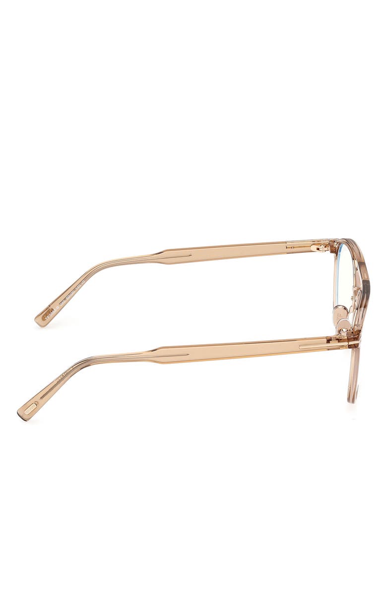 TOM FORD 52mm Pilot Blue Light Blocking Glasses, Alternate, color, Champagne / T Logo