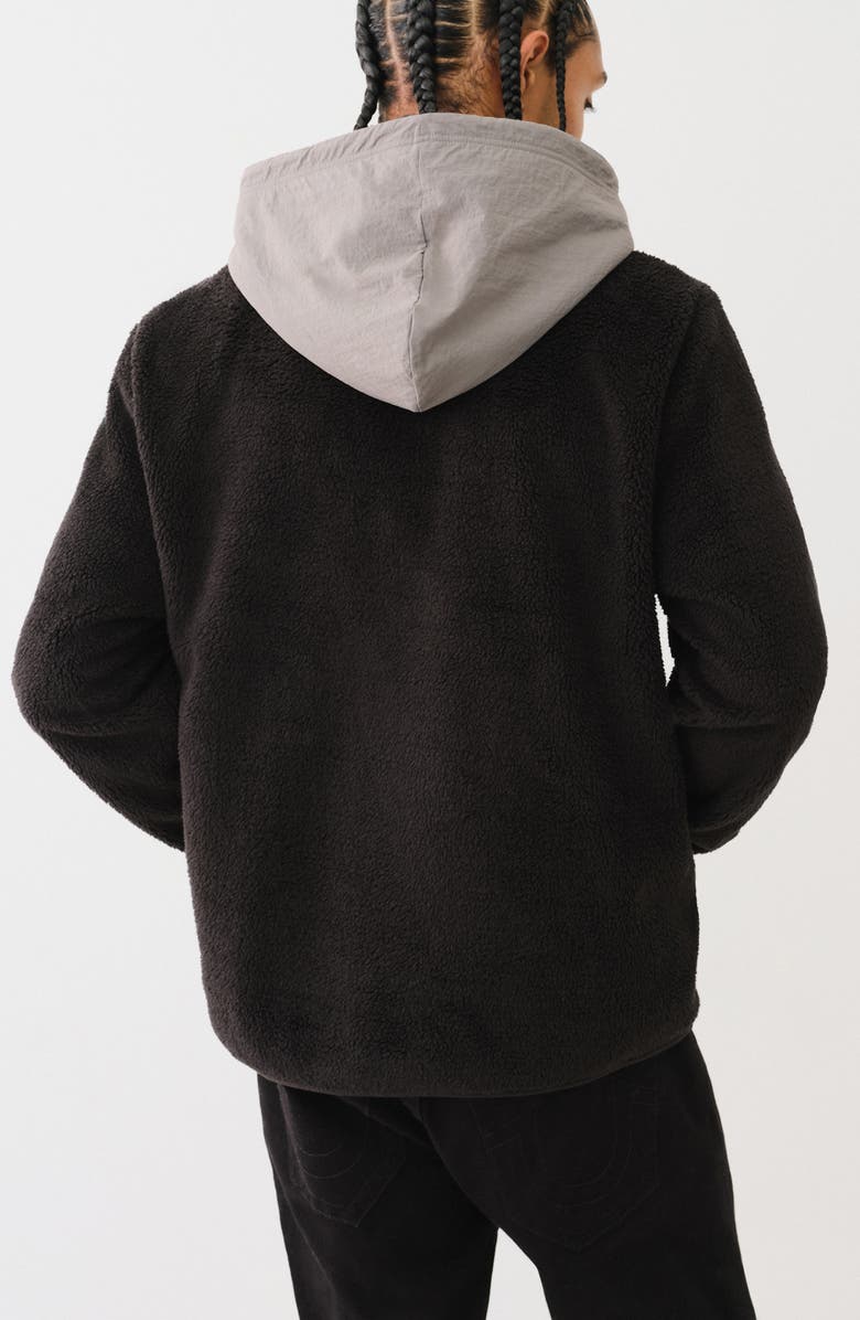 True Religion Contrast Faux Shearling Zip Hoodie, Alternate, color, 