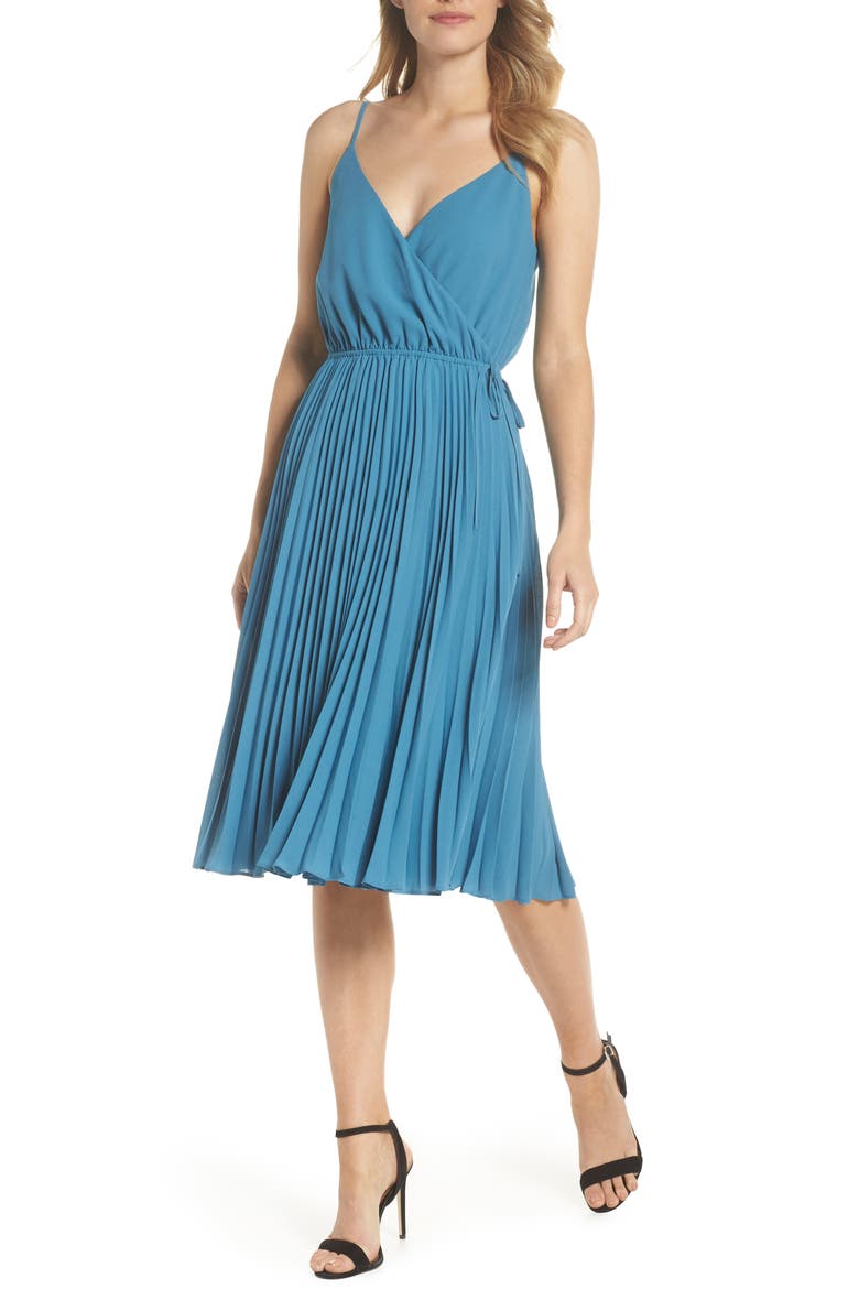 Lily Pond Faux Wrap Dress, Main, color, ROBINS EGG BLUE