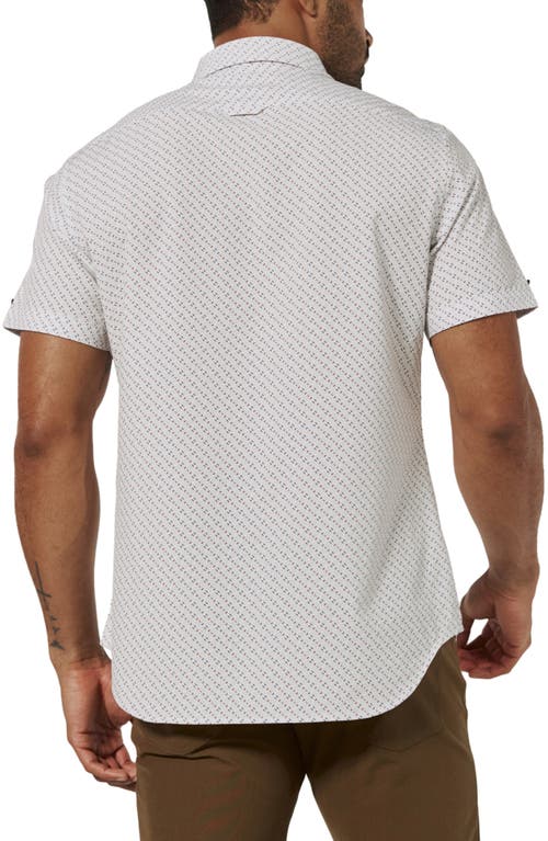 7 Diamonds Arcos Geo Print Short Sleeve Performance Button-up Shirt In White