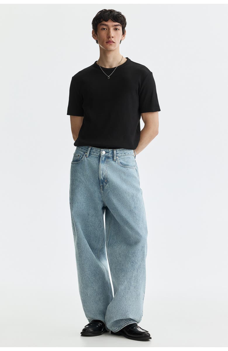 H&M Slim Fit Ribbed T-shirt, Alternate, color, Black