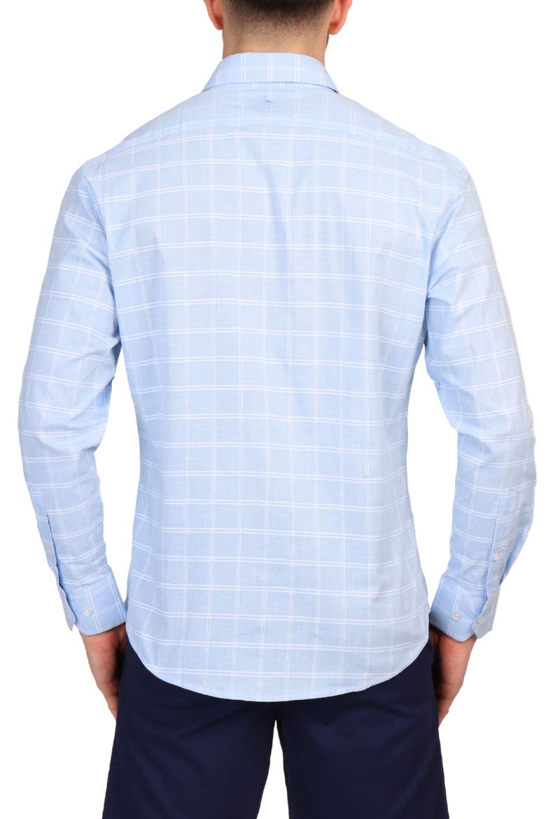 Windowpane Stretch Cotton Button Down Shirt, Alternate, color, LIGHT BLUE
