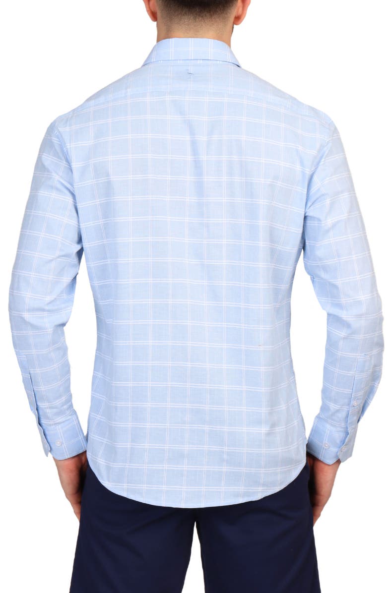 TailorByrd Windowpane Stretch Cotton Button Down Shirt, Alternate, color, Light Blue