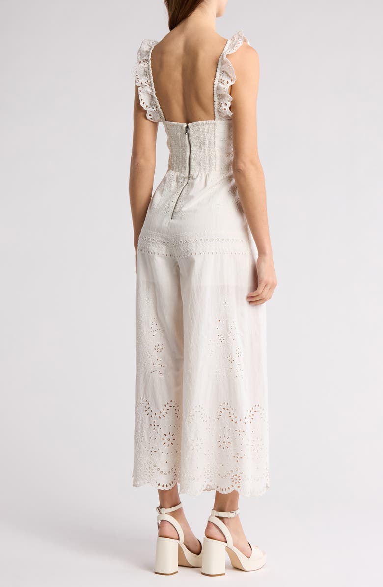 Alice + Olivia Rosina Eyelet Cutout Jumpsuit, Alternate, color,