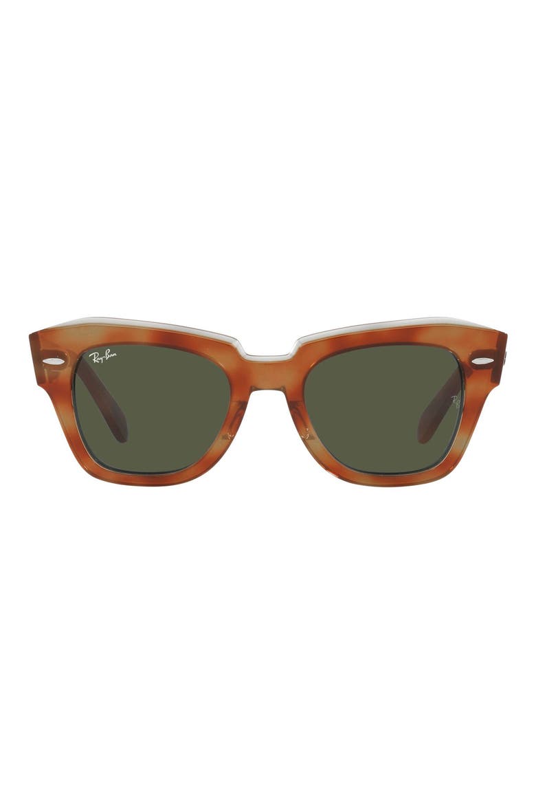 State Street 49mm Small Square Sunglasses, Main, color, HAVANA GREEN / GREEN