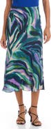 Karen Kane Watercolor Print Bias Cut Midi Skirt