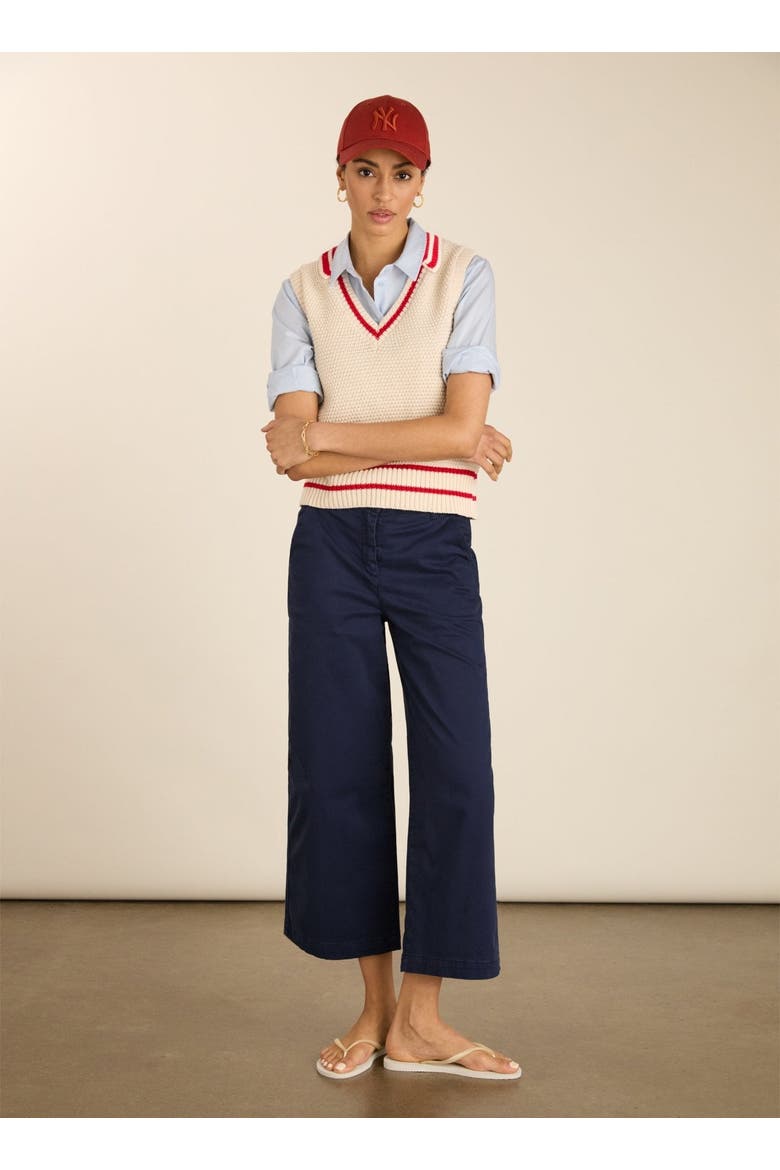 Agnes Ecotec Knitted Vest, Alternate, color, Cream & Crimson