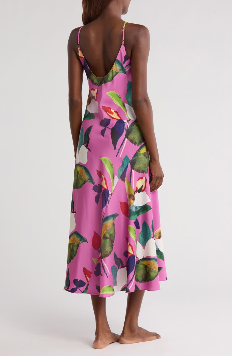 Natori Daido Charmeuse Midi Nightgown, Alternate, color, Magenta