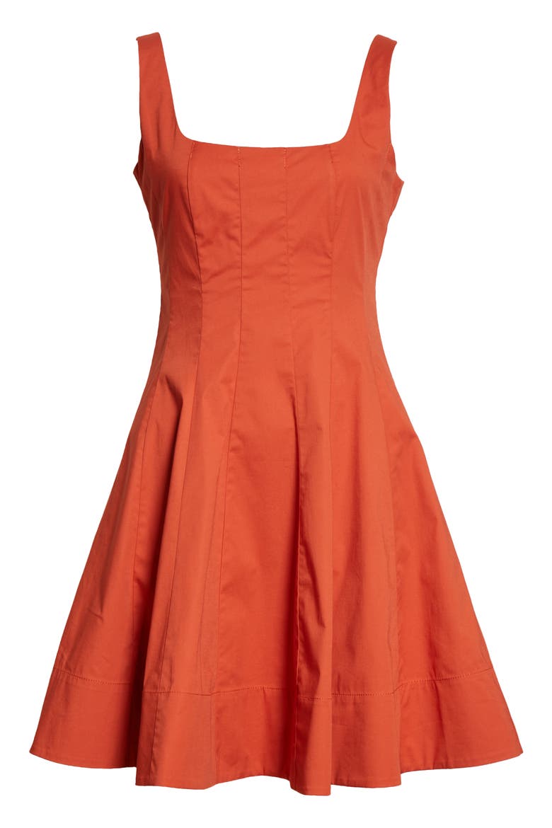 Wells Cotton Stretch Poplin Fit & Flare Dress, Alternate, color, RUST