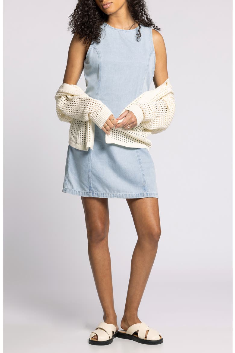Dahlia Sleeveless Denim Shift Dress, Main, color, ISLA WASH