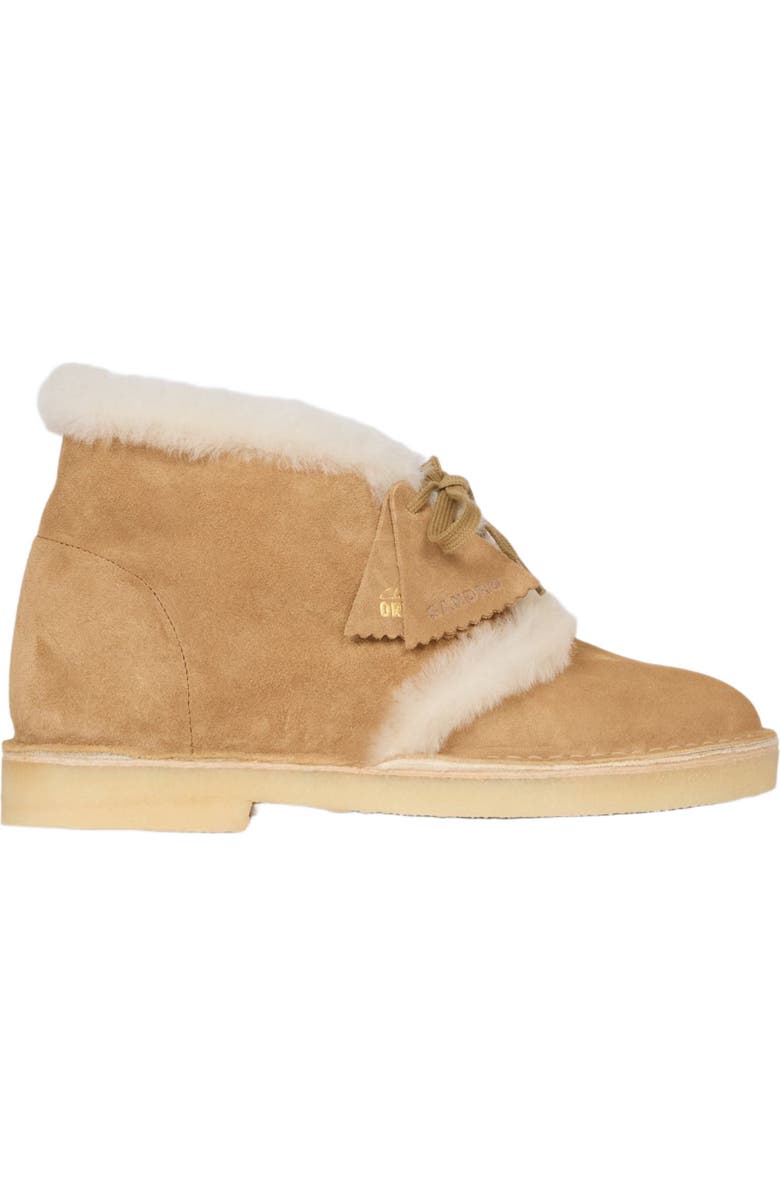 SANDRO Shearling Desert Boots, Main, color, Beige