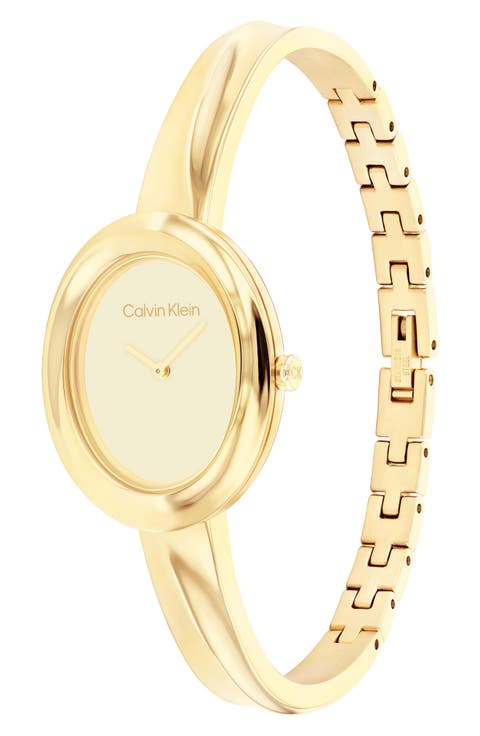 Twisted Bezel Quartz Bangle Watch, 24mm