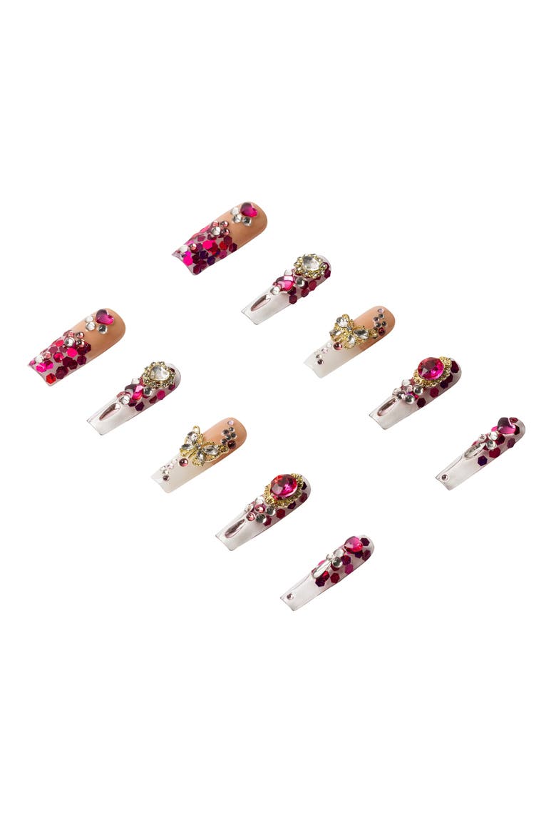 Hot Couture Luxury Hand Made Press On Nails, Alternate, color, Hot Pink