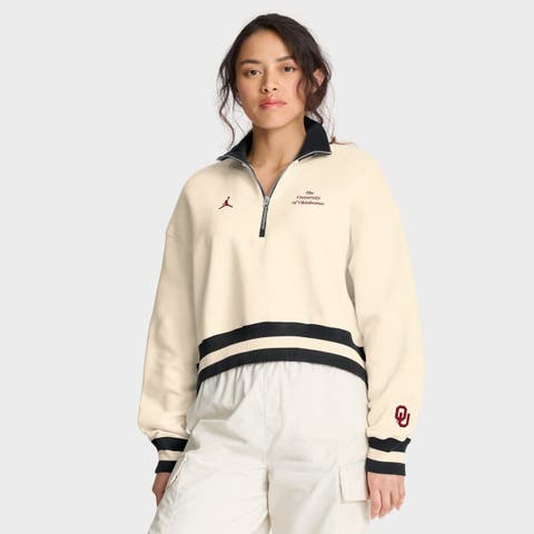 Women's Jordan Brand Tan Oklahoma Sooners Legacy Half-Zip Sweatshirt