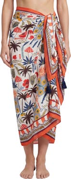 Change of Scenery Melanie Border Print Pareo Cover-Up