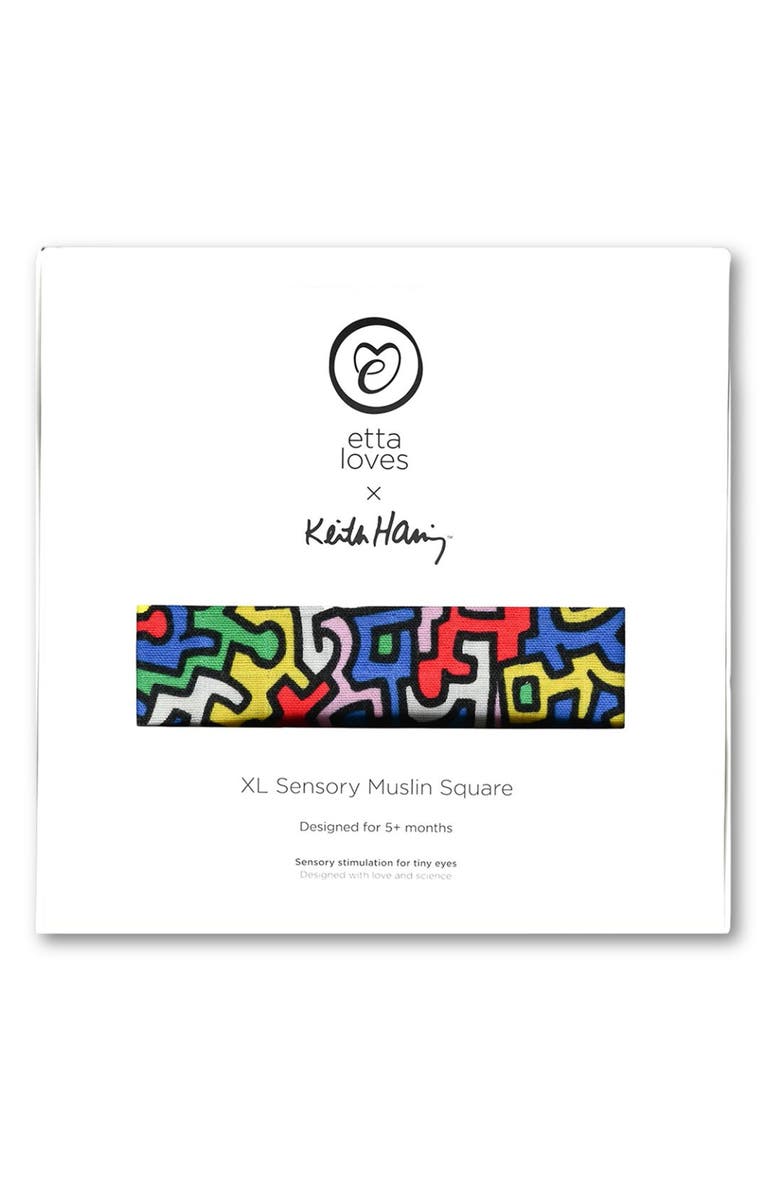 ETTA LOVES Kids' Keith Haring XL Muslin Blanket, Alternate, color, Kh Print Brazil