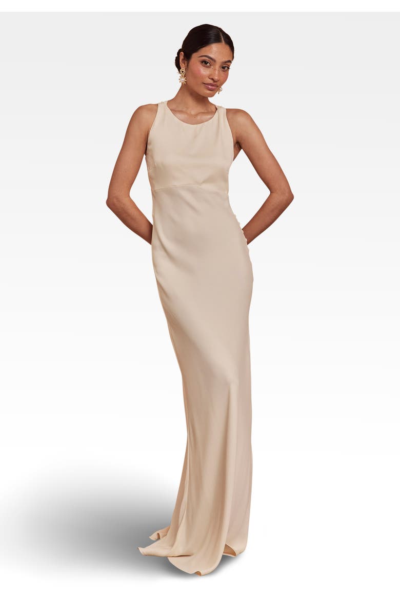 Coco Satin Dress, Main, color, Champagne Ivory