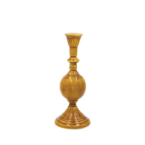 Enameled Metal Taper Holder, Mustard Color