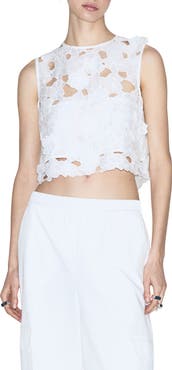 MANGO Openwork Floral Cutout Crop Top