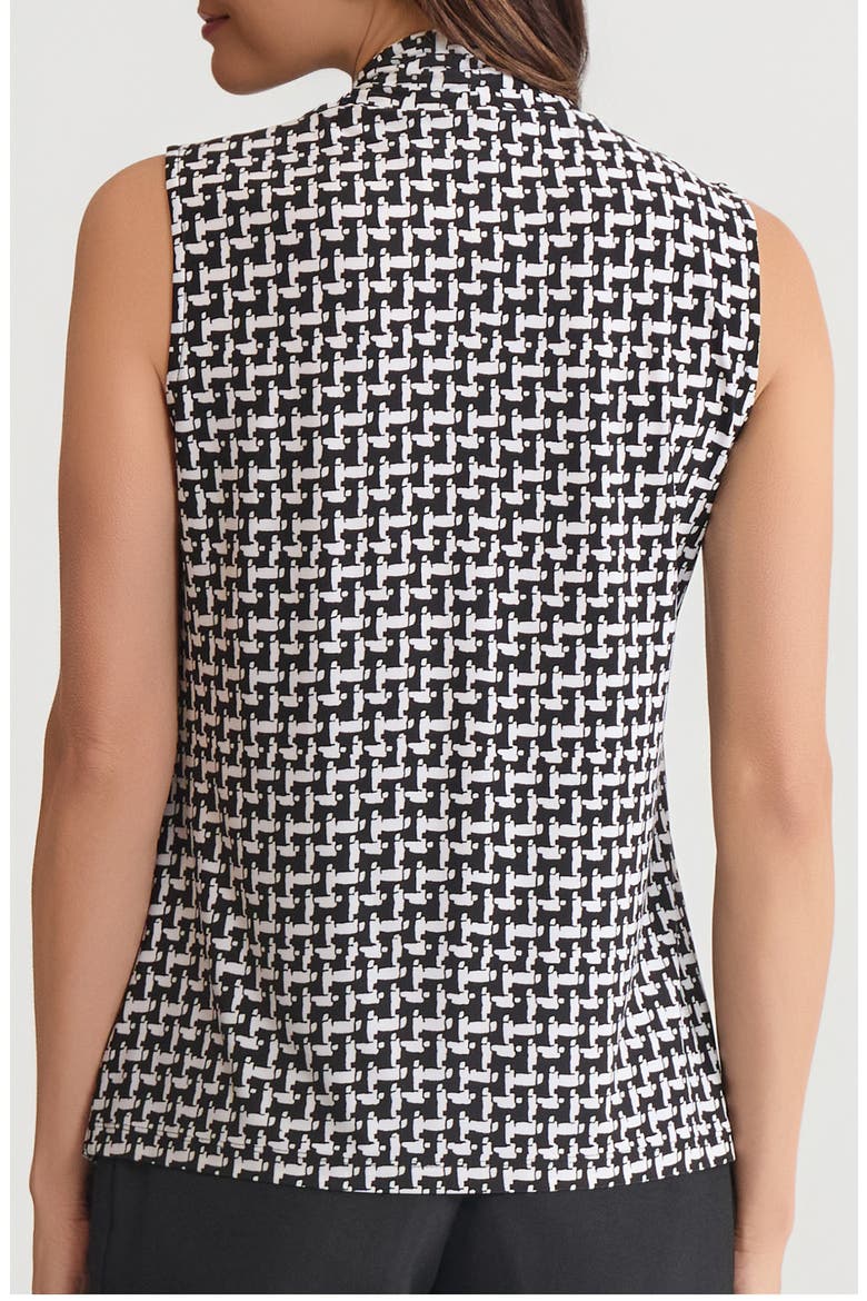 Abstract Print Knot Front Sleeveless Top, Alternate, color, BLACK/ VANILLA ICE