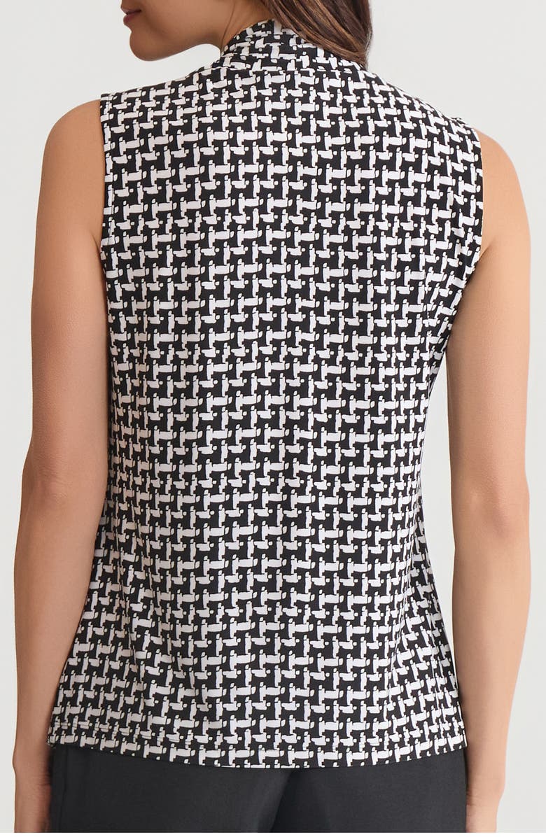 KASPER Abstract Print Knot Front Sleeveless Top, Alternate, color, Black/ Vanilla Ice