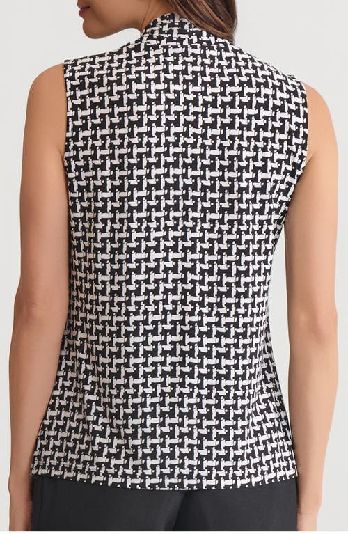 Kasper Abstract Print Knot Front Sleeveless Top In Black