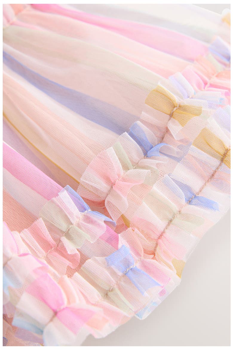 Kids' Mesh Rainbow Stripe Dress, Alternate, color, PINK MULTI