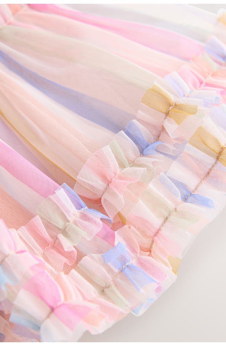 NEXT Kids' Mesh Rainbow Stripe Dress, Alternate, color, Pink Multi