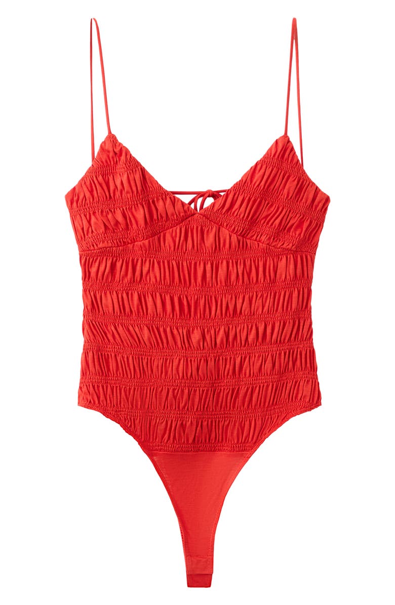 MANGO Shirred Sleeveless Bodysuit, Alternate, color, 