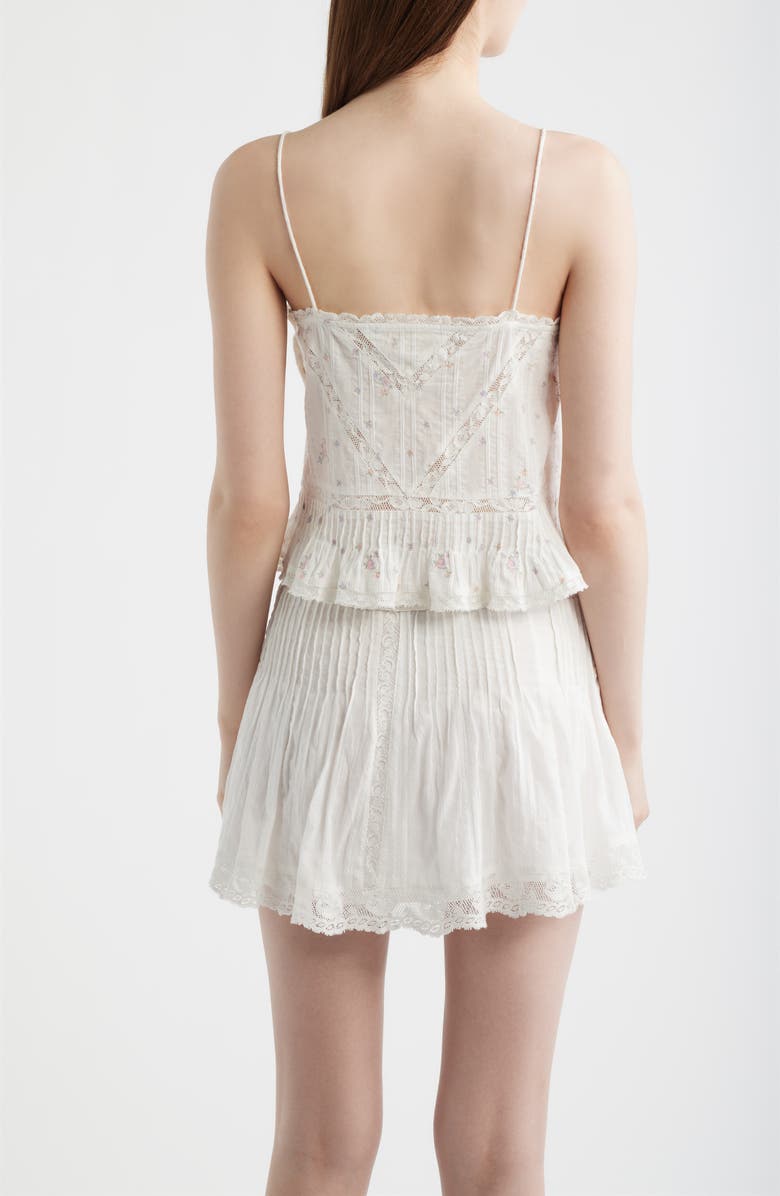 LoveShackFancy Ondeline Embroidered Ruffle Camisole, Alternate, color, Sun Bleached Meadow