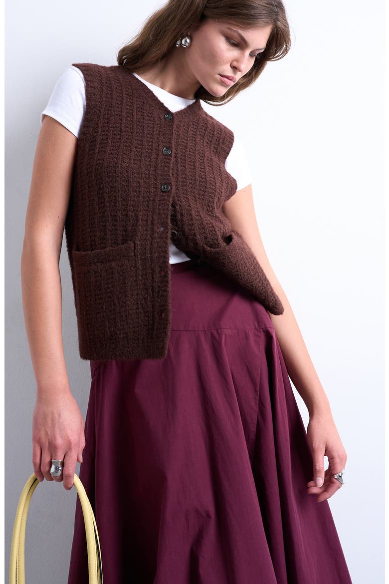 Stitchy Sweater Vest, Main, color, BROWN