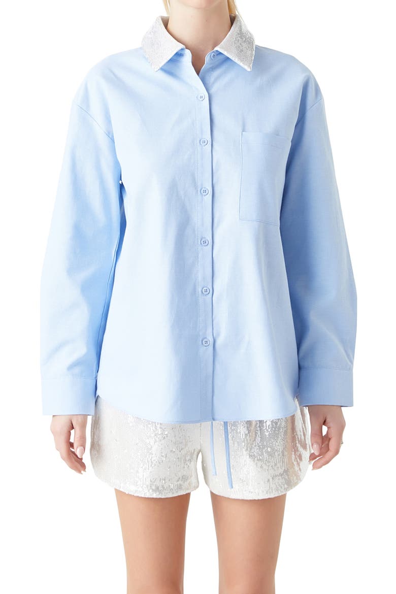 Oversize Oxford Button-Up Shirt, Alternate, color, BLUE MULTI