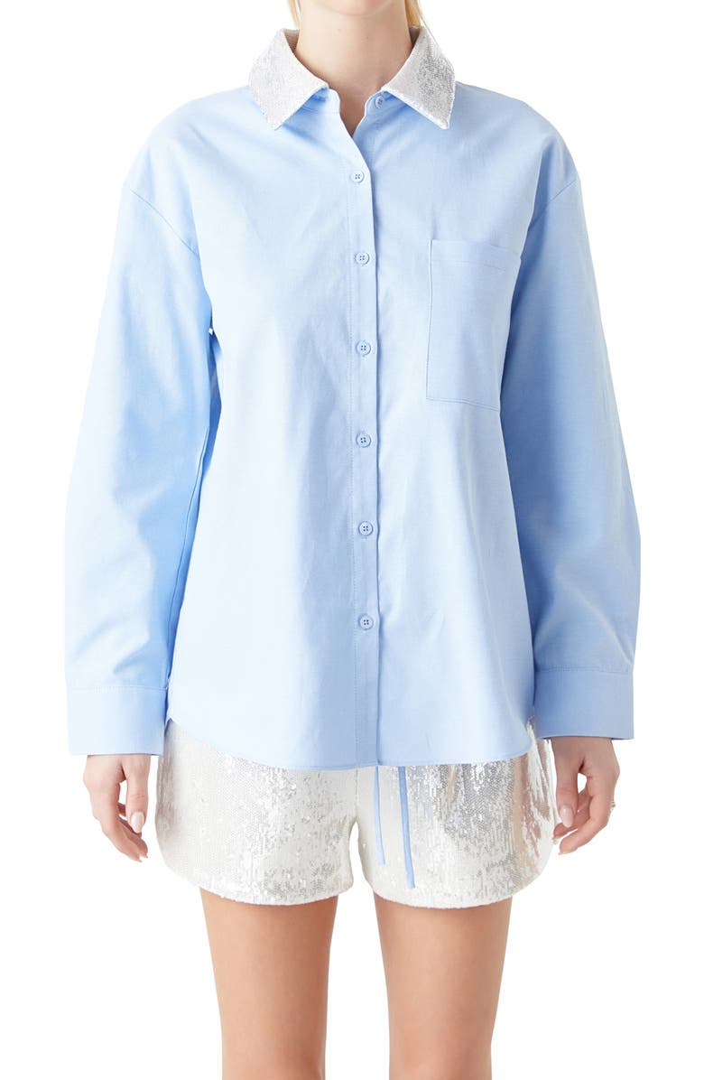 Grey Lab Oversize Oxford Button-Up Shirt, Alternate, color, Blue Multi