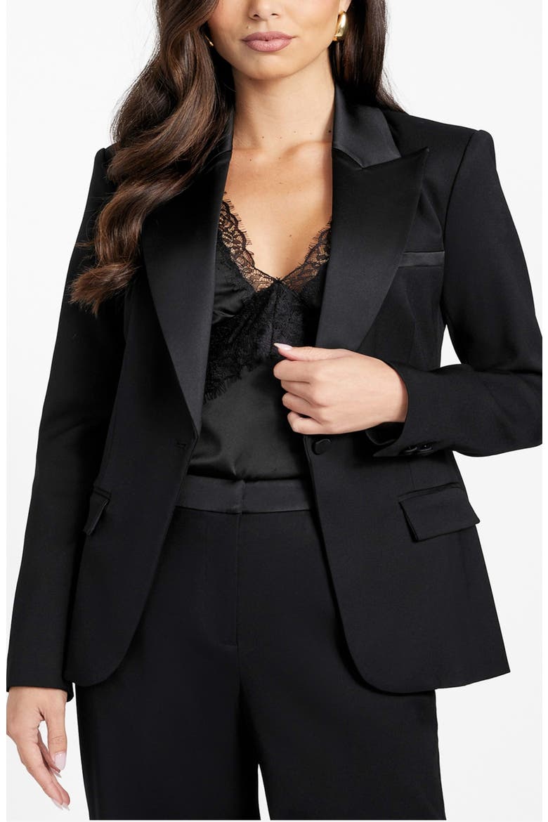 Thea One-Button Blazer, Alternate, color, JBLACK-BLACK