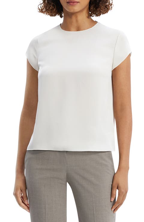Cap Sleeve Silk Top (Regular & Petite)