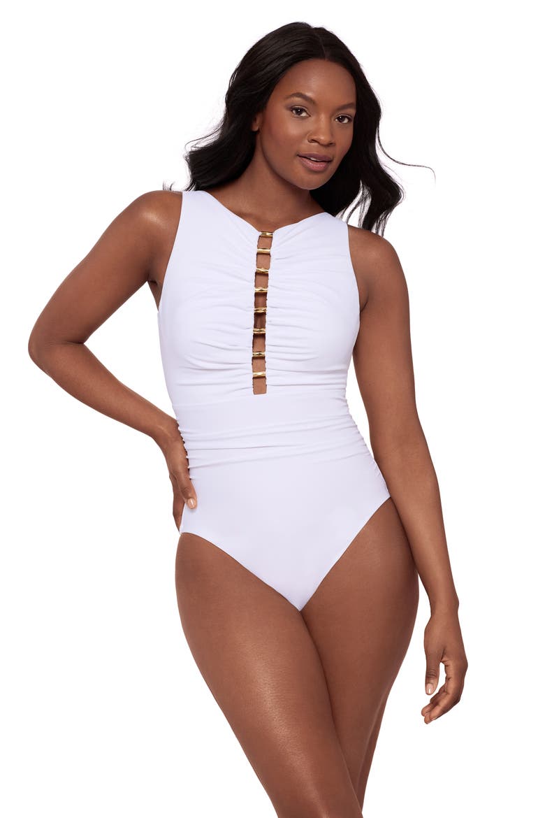 Razzle Dazzle Swizzle One-Piece Swimsuit, Alternate, color, WHITE