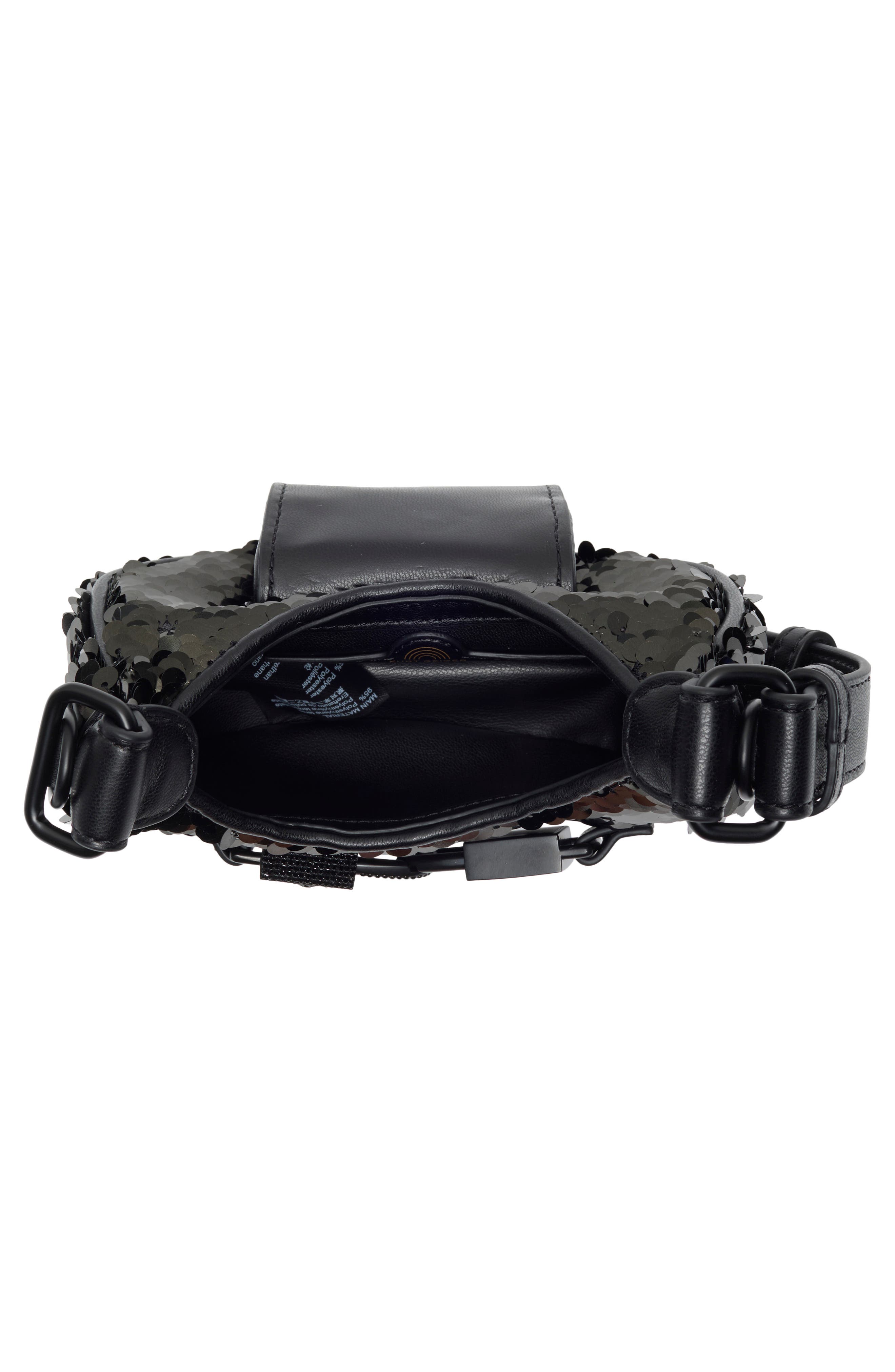 Kurt Geiger London Micro Kingsley Sequin Hobo Bag, Alternate, color, Black