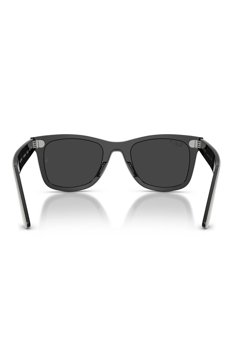 52mm Wayfarer Polarized Square Sunglasses, Alternate, color, GREY ON BLACK / POLAR BLACK