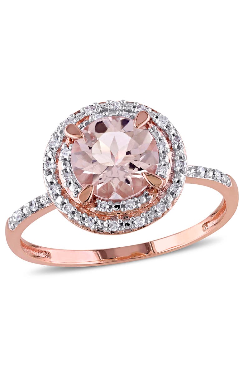 Julianna B. Morganite & Diamond Double Halo Ring 10k, Main, color, Morganite