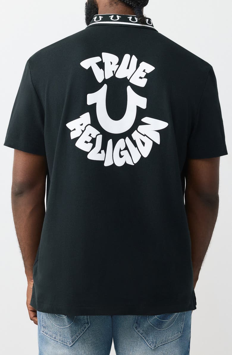 True Religion Piqué Knit Polo, Alternate, color, Jet Black