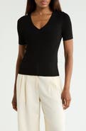 3.1 Phillip Lim Compact Rib Short Sleeve V-Neck Top