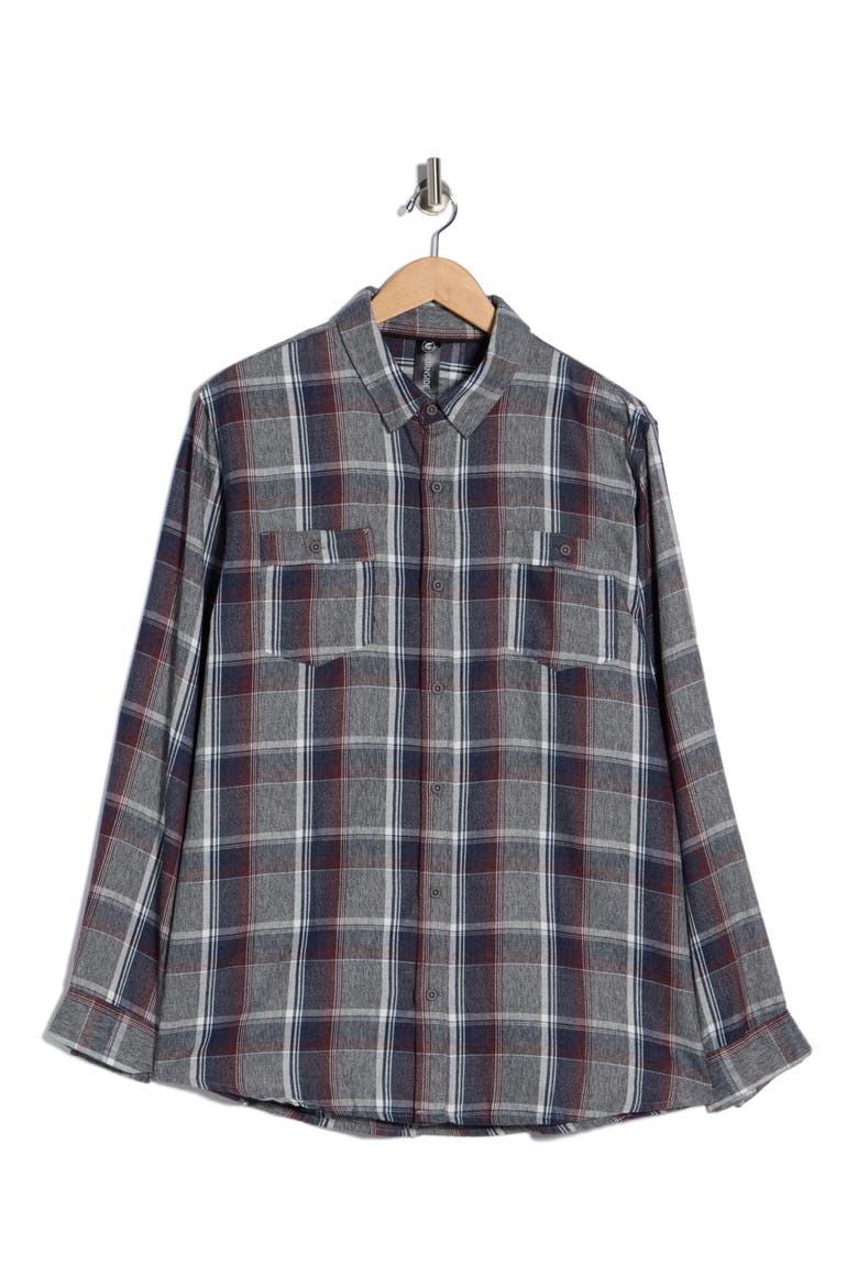 Perfect Plaid Flannel Work Shirt, Alternate, color, HEATHER GREY/ NAVY