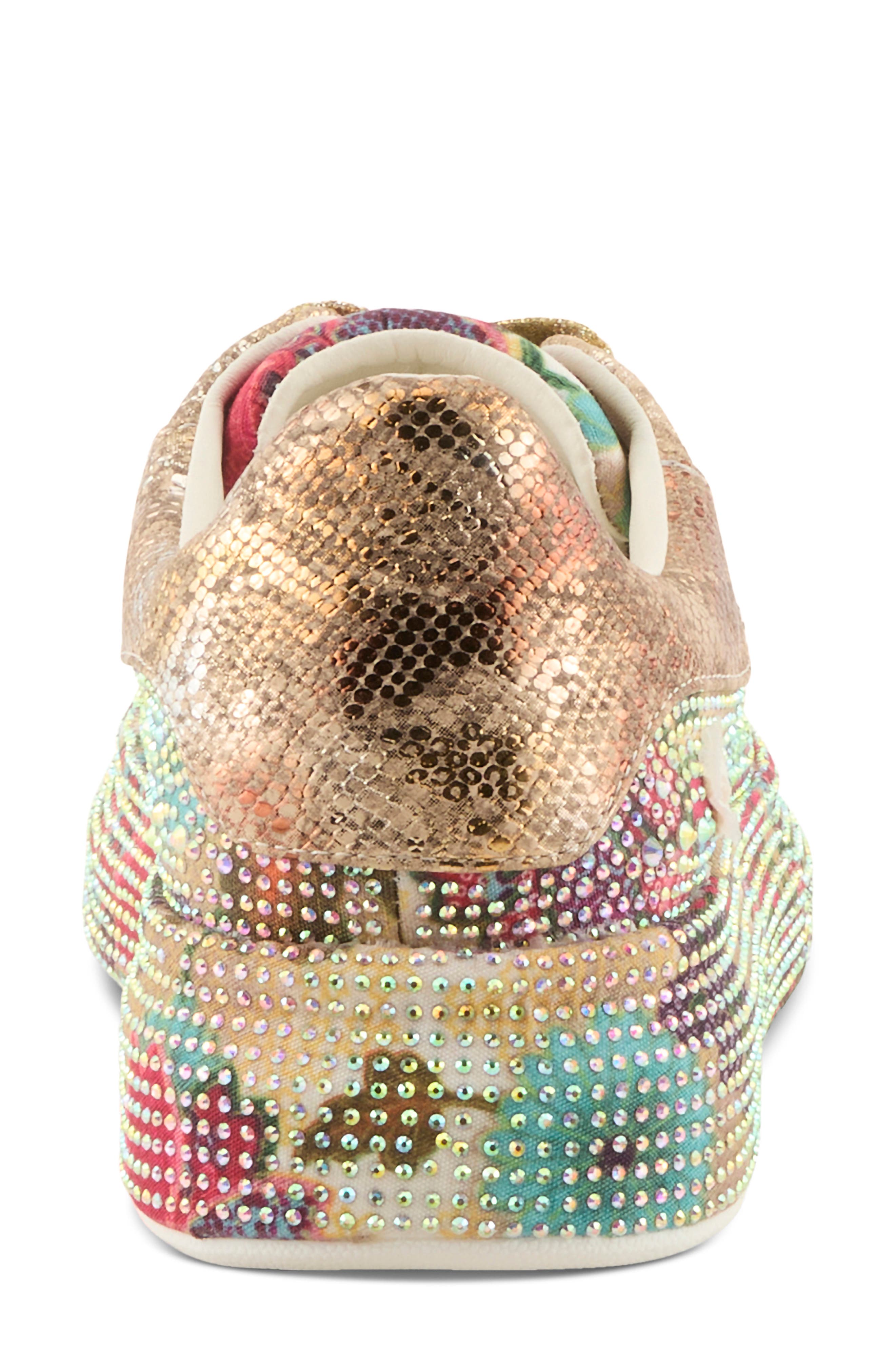 Crystalushus Embellished Platform Sneaker, Alternate, color, GOLD MULTI